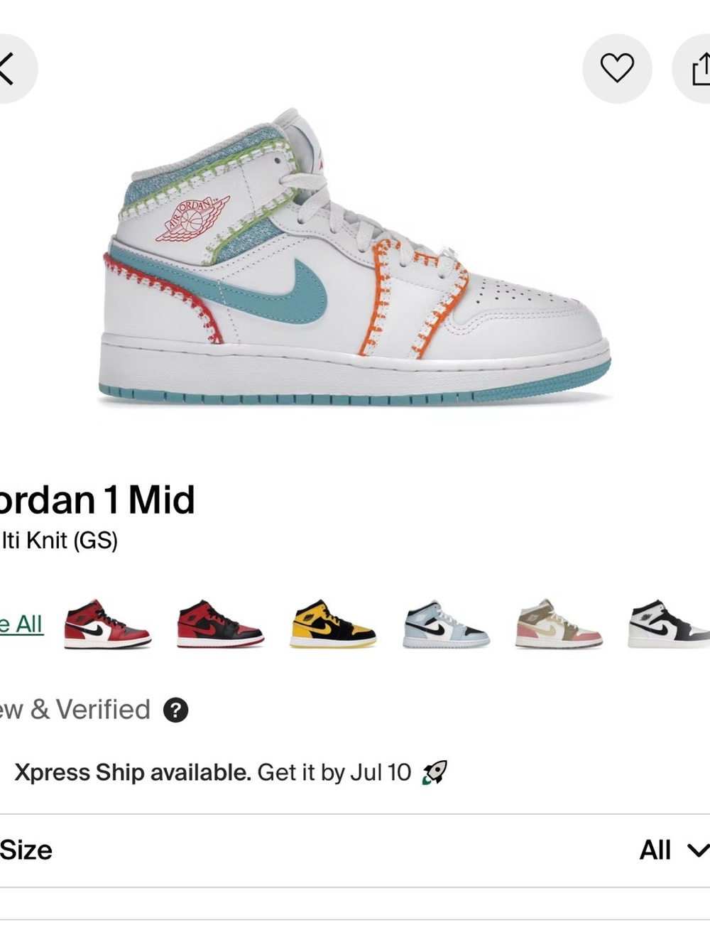 Air Jordan 1 Mid White Teal Multi-Stitch (GS)